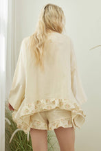 Beige Boho Frilled Floral Crochet Patchwork Mello Top