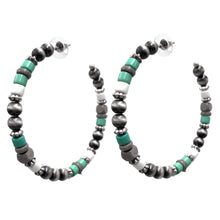 Copper Southwestern Bronze Wood Seed Beaded Hoop Earrings: