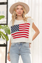 Ivory Sleeveless American Flag Sweater