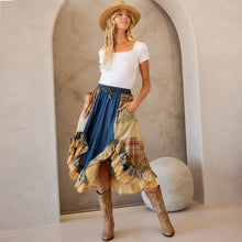 Denim Patchwork Boho Babe Midi Skirt