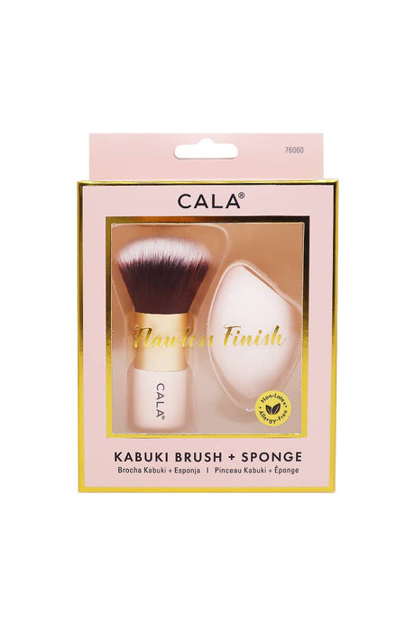 CALA Pink Kabuki Brush and Blending Sponge Set