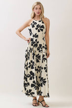 Ivory Floral Print Sleeveless Halter Maxi Dress