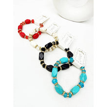 Bold Stones and Beads Mixed Adjustable Stretch Bracelet: MIX COLOR / ONE(12)