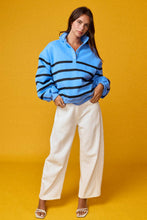 Blue Black Addison Stripe Pullover