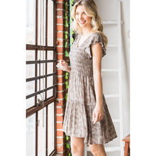 Taupe Floral V Neck Tiered Dress