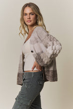 Mocha Multi Button Down Bubble Sleeve Knit Cardigan