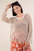 Oatmeal Oversized Net Summer Crochet Knit Sweater Top