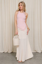 Blush Lace Trim Texture Knit Halter Top