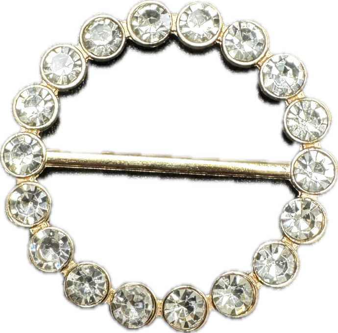 Tee Tie Round Gold with Blingy Clear Small Rhinestones