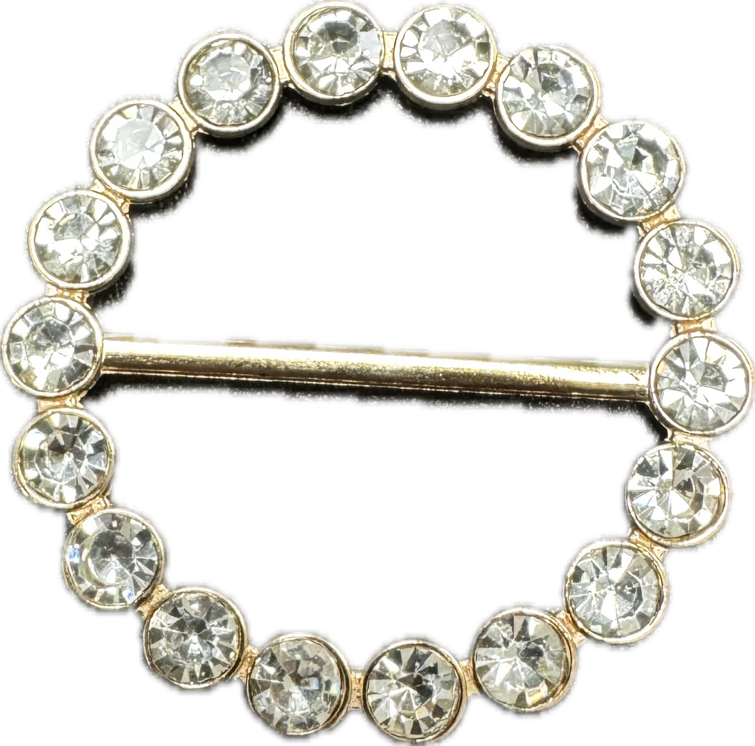 Tee Tie Round Gold with Blingy Clear Small Rhinestones