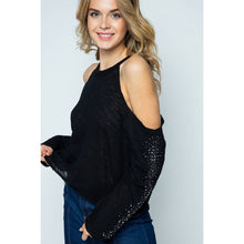Black Cold Shoulder Long Sleeve Crop Top