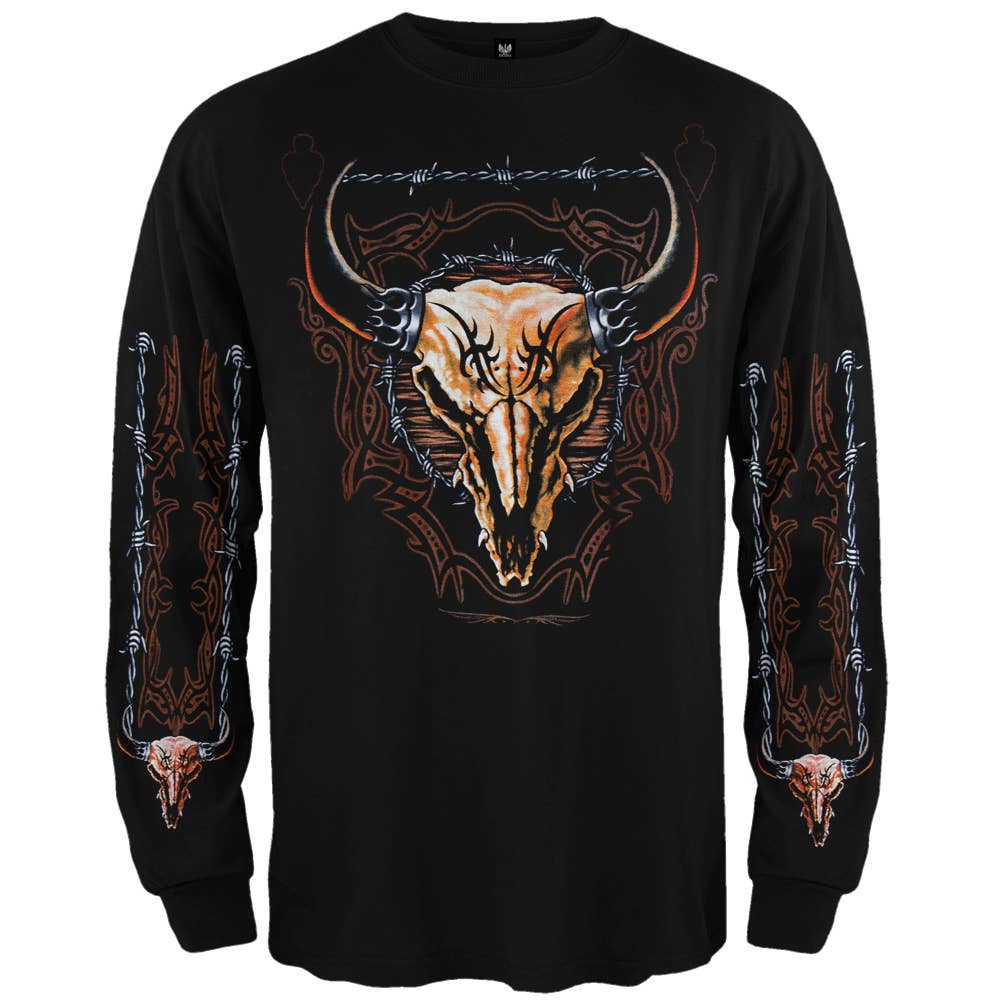 Buffalo Skull Long Sleeve T Shirt