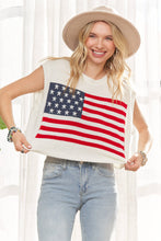 Ivory Sleeveless American Flag Sweater