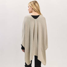 Red Asymmetrical Hem Solid Pull Through Draped Tie-Front Wrap Poncho