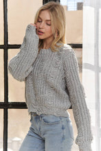 Grey Long Sleeve Distress Knit Sweater