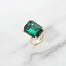 Rose Bold Emerald Cut Stone Cluster Accent Adjustable Ring