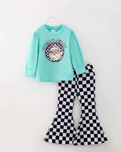 Christmas Plaid Santa HOLLY JOLLY Sweatshirt & Bell Pants Kids Set