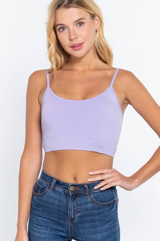 Digital Violet Round Neck Removable Bra Cup Twisted Back Cami Top