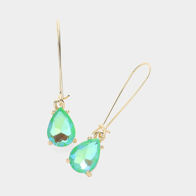Mint Teardrop Stone Cushion Dangle Earrings