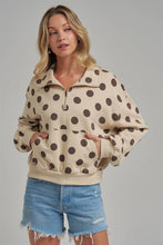 Oatmeal Coffee Polka Dot Half Zip Pullover