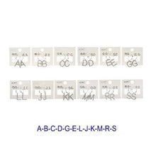 3 Pair Silver Alphabet Earring Set
