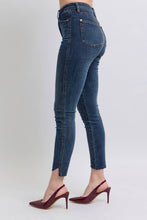 Dark High Waist Tummy Control Step Hem Skinny Judy Blue Jeans