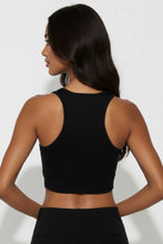 Black Sheer Mesh Panel Crop Tank Top