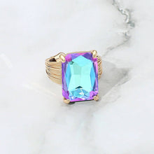 Black Emerald Cut Stone Adjustable Ring