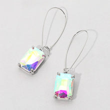 Light Pink Emerald Cut Stone Dangle Evening Earrings