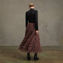 Leopard Mesh Tiered Skirt with Elastic Waist