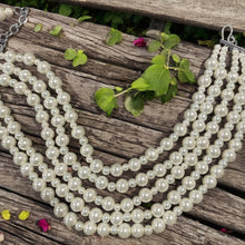 "Is It Real" 5 Strand Cream Pearls Rare Bird Necklace