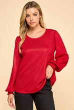 Red Shimmer Long Sleeve Blouse