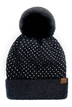 C.C Allover Rhinestone Pom Beanie: Gray