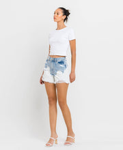 Tranquil Super High Rise Distressed Vervet Mom Shorts
