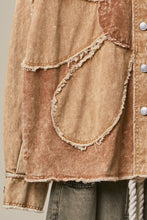 Khaki Corduroy Flower Appliqué Shirt Jacket