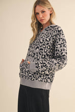 Grey Leopard Front Pocket Hoodie