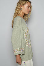 Sage 3/4 sleeve round neck floral peace patch knit POL top