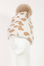 Cow Print Beanie: Fuchsia