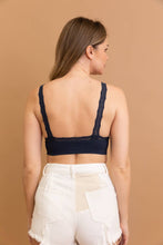 Blue Grey Lace Trim Padded Bralette