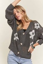 LIGHTWEIGHT FLORAL SWEATER CARDIGAN - CESW3607: IVORY / S-M-L(2-2-2)