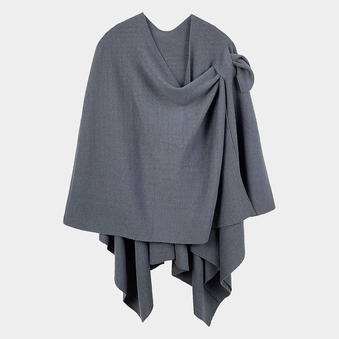 Charcol Shoulder Strap Solid Ruana Poncho