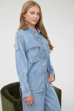 Chambray Washed Button Down Long Sleeve Shirt