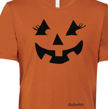 Heather Orange Pumpkin Face with Eyelashes Bella Canvas Tee
