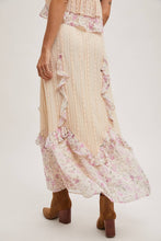 Pink Combo Floral Trimmed Maxi Lace skirt
