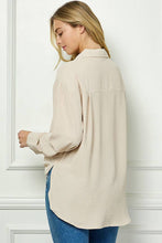Khaki Oversized Boyfriend Light Weight Air flow Button Up Shirt