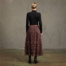 Leopard Mesh Tiered Skirt with Elastic Waist