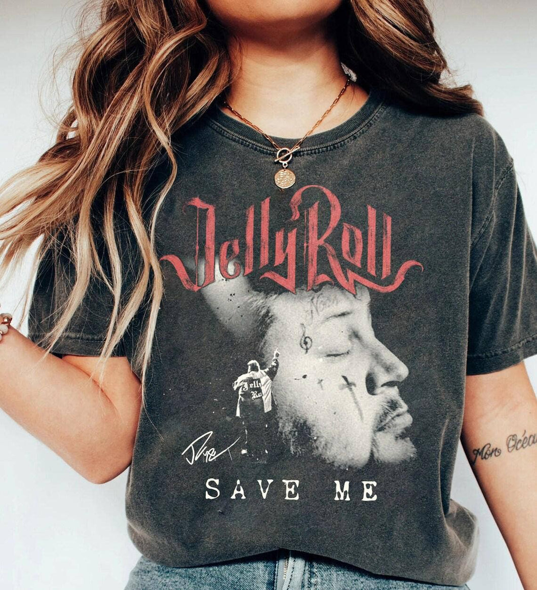 Charcoal Vintage Jelly Roll Beautifully Broken Tour Country Music Tee