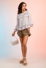 Lavender Floral Print Ruffle Blouse