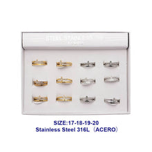 Stainless Steel Rhinestone Cross Line Ring