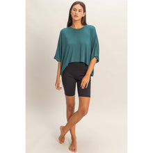 Dark Teal Relaxed High-Low Batwing Sleeve Top